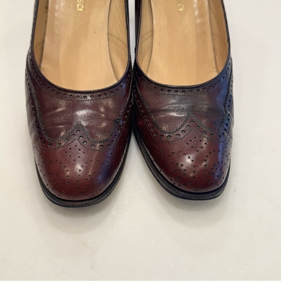 Tanino Crisci  Wingtip Heels Oxblood (Burgundy) Leather Sz 9 Handmade In Italy - Picture 3 of 13